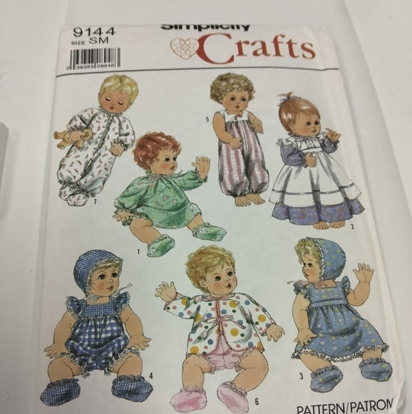 Simplicity Sewing Pattern 9144 Baby Doll Clothes for 13-14 Inch Baby Dolls - Picture 1 of 2